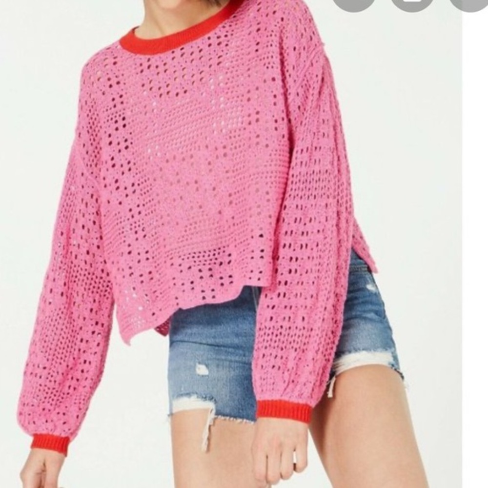 NWT! Free people bright pink knit sweater!
